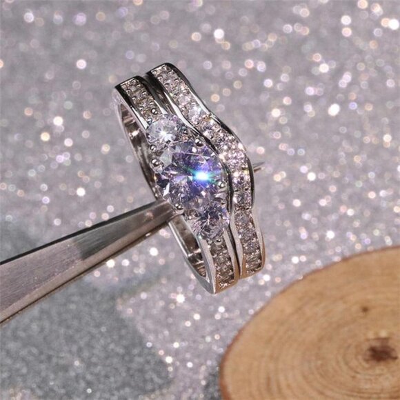 🔥Shiny Round CZ Luxury Silver Beautiful Wedding Ring for Women, K876 - Picture 6 of 9
